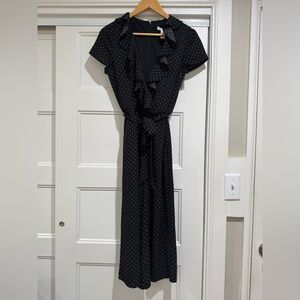 London Times Black Polka Dot Jumpsuit